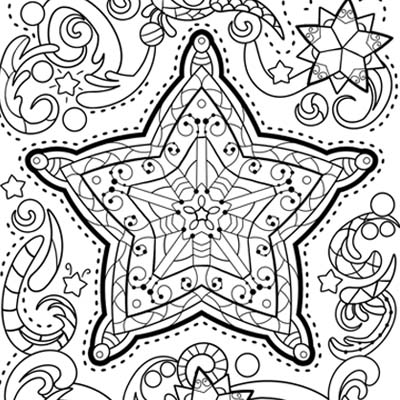 Star and Swirls Coloring page by My Minds Eye Art