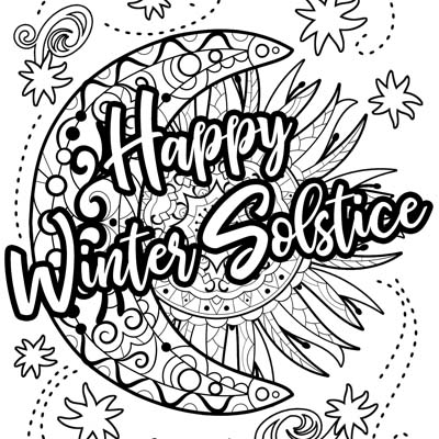 Happy Winter Solstice Coloring Page