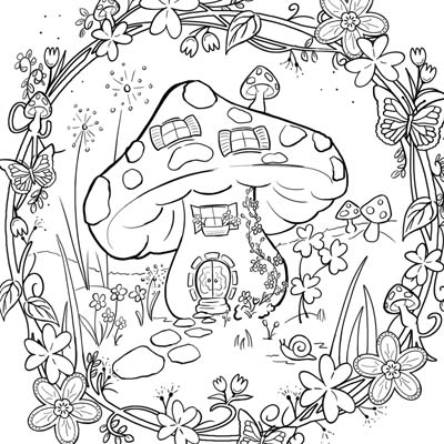 Mushroom House coloring page