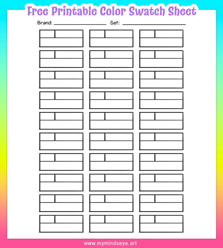 Printable Colored Pencil Swatch Template