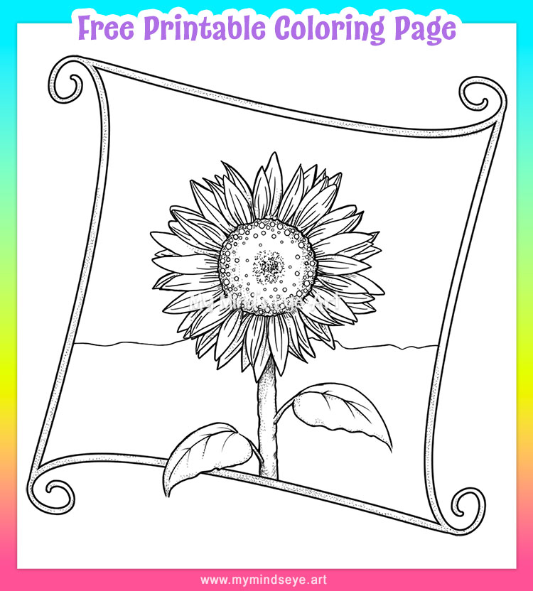 Sunflower coloring page by My Mind's Eye Art