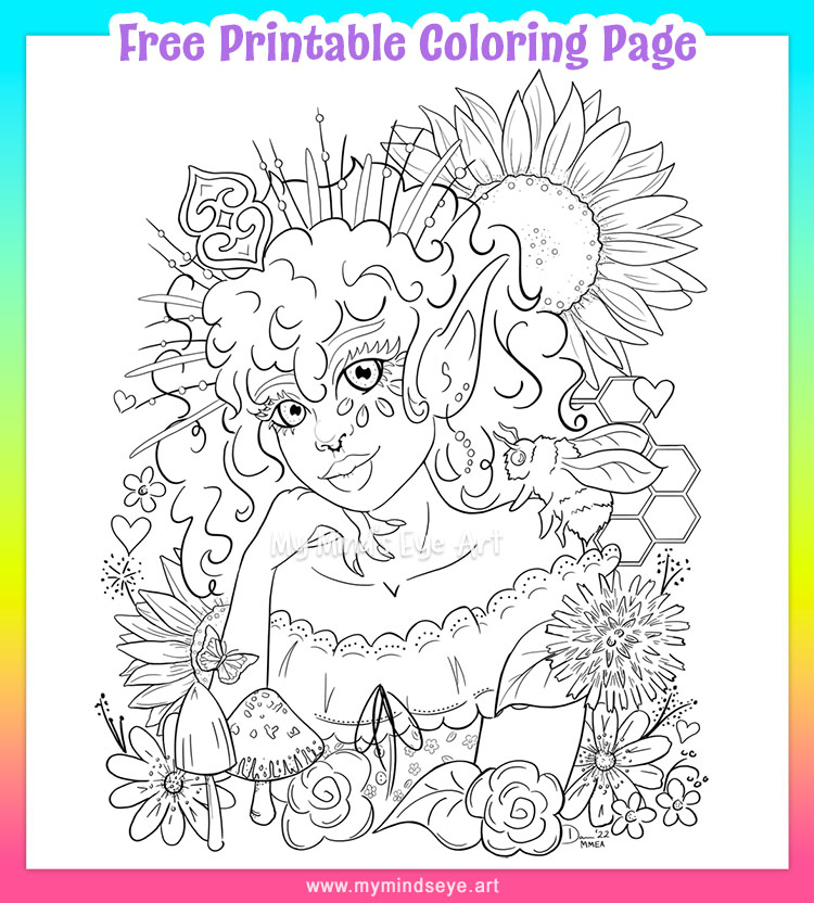 Fairy Queen Coloring Page by My Mind's Eye Art