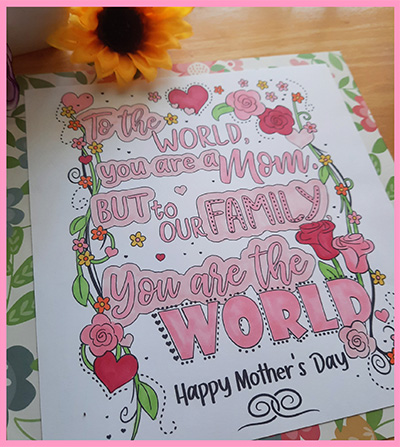 DIY Mother's Day Card mounted on decorative paper.