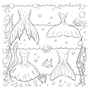 Mermaid Tail Fins Coloring Page (C0041)