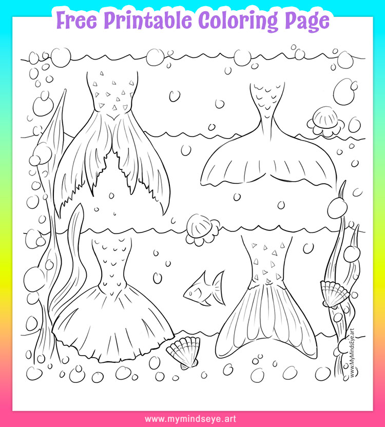 Mermaid fins coloring page
