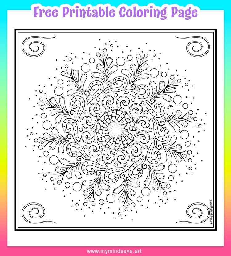 Free mandala coloring page by My Mind's Eye Art