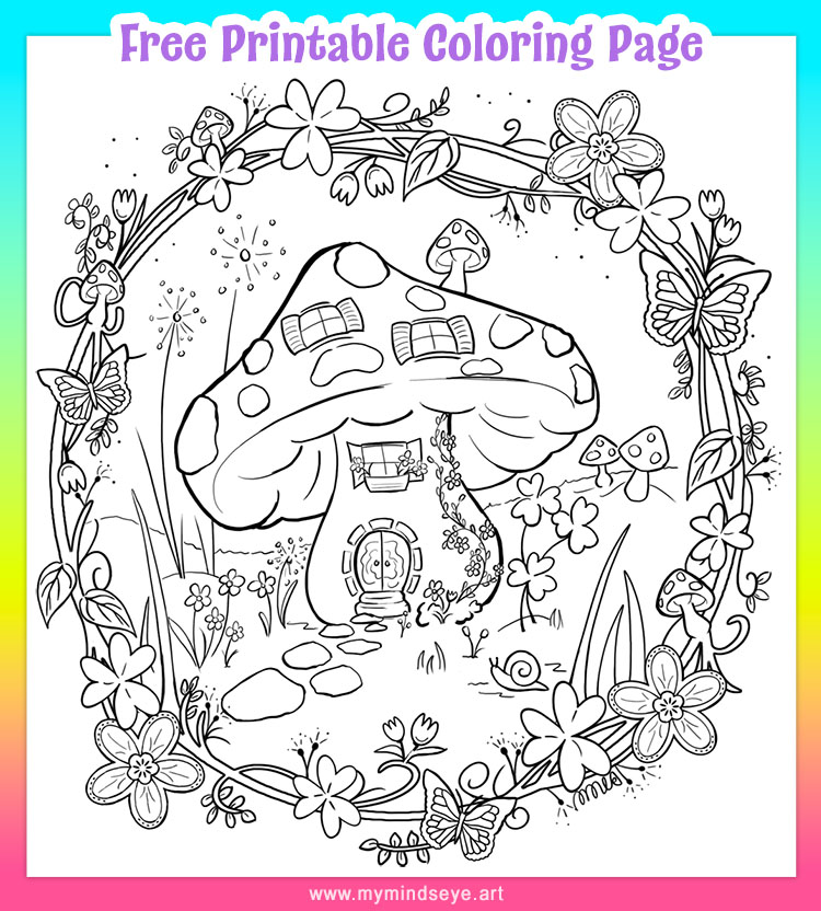 Mushroom Fairy House Coloring Page Coloring Sheets Magic Mushroom Instant  Download Fantasy Coloring Adult Coloring Book (Download Now) 