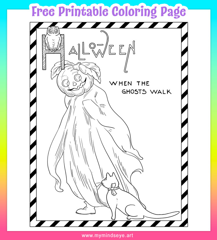 Vintage Halloween Coloring Page