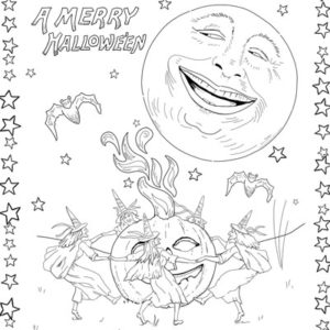 Vintage Halloween card coloring page by My Mind's Eye Art