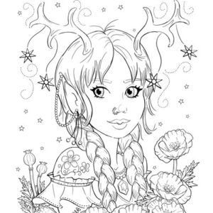 Deer fairy coloring page by My Minds Eye Art