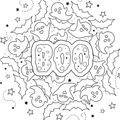 Boo Ghosts Coloring Page