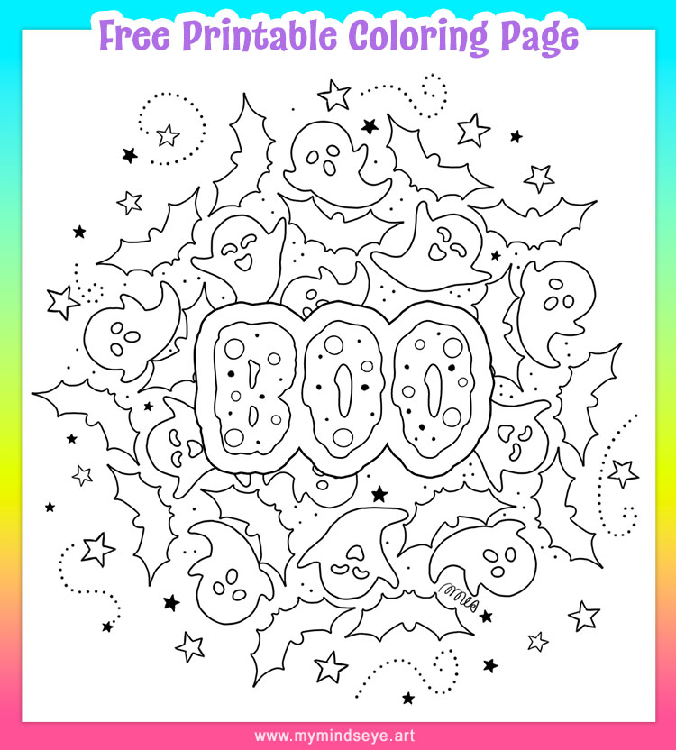 Boo Ghosts Coloring Page by My Minds Eye Art