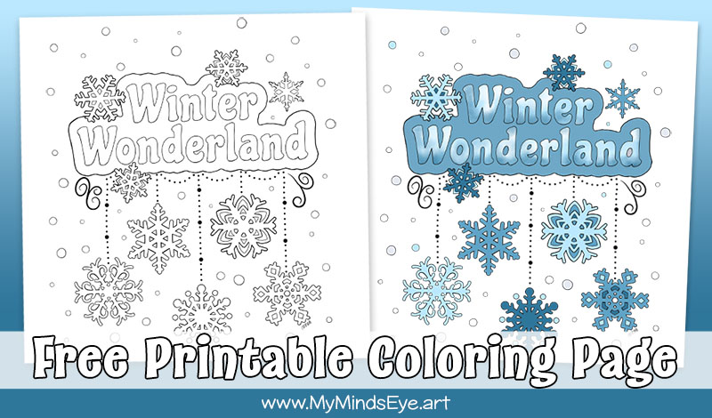 Winter Wonderland Coloring Page. Free printable Christmas coloring page with snowflakes.
