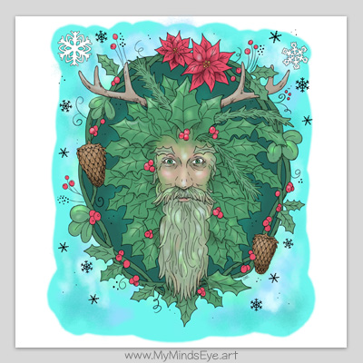 Winter solstice coloring page colored in