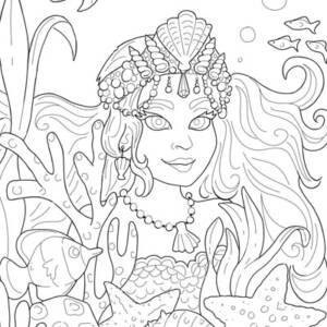Mermaid Princess Coloring Page (C0063)