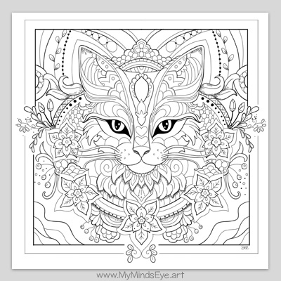 Cat mandala coloring page