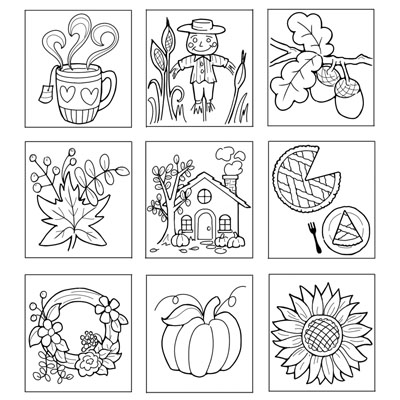 Autumn Minis Coloring Page (C0071)