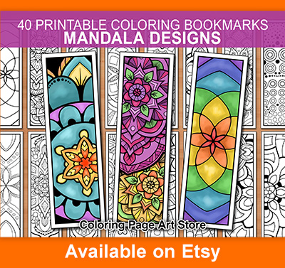 40 Printable Coloring Bookmarks with Mandala Designs. Available on Etsy at the Coloring Page Art Store
