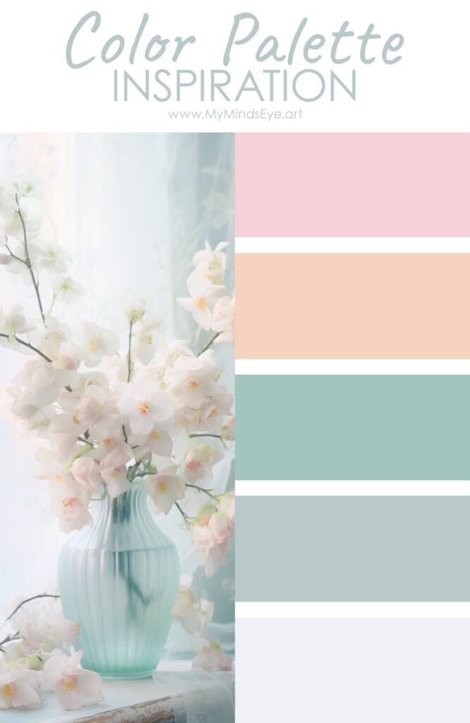 Pastel Daydream palette with image of flowers in a vase.