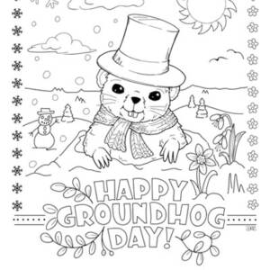 Groundhog day coloring page