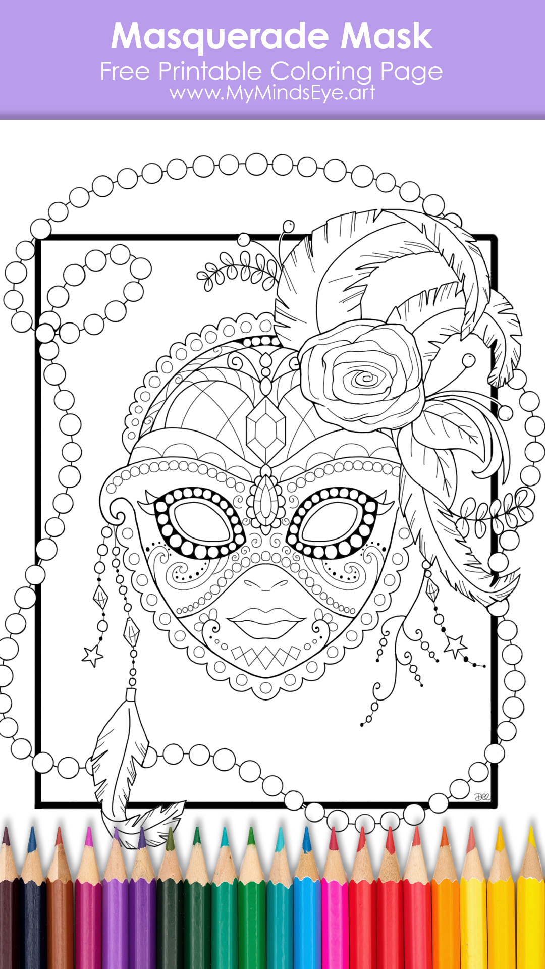 Masquerade Mask Free Printable Coloring Page