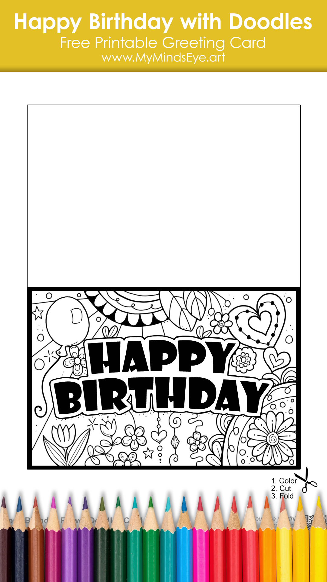 Image of printable Birthday Card to color in.
