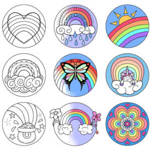 Miniature rainbow coloring page