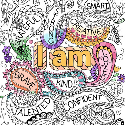 I am affirmations coloring page