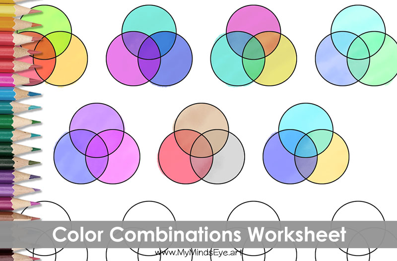 Image of the Color Combinations Worksheet with several areas colored in.