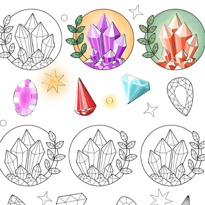 Crystals coloring worksheet