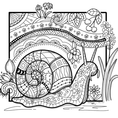 Link to Zen doodle snail coloring page