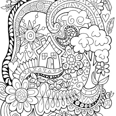 Happy Doodle Garden Coloring Page