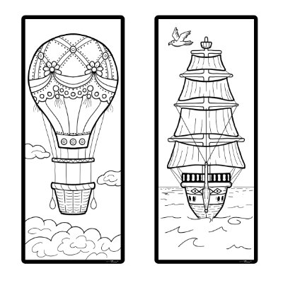 Hot Air Balloon and Tall Ship Bookmarks